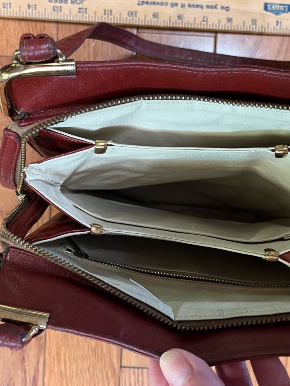 Zenith Burgundy Leather Shoulder Bag with Gold Hardware